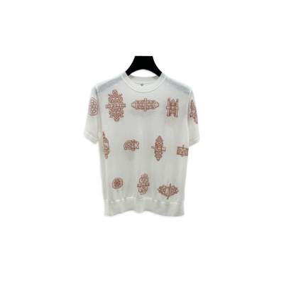 HERMES FERRONNERIE SHORT-SLEEVE SWEATER H6E2685DCMV36